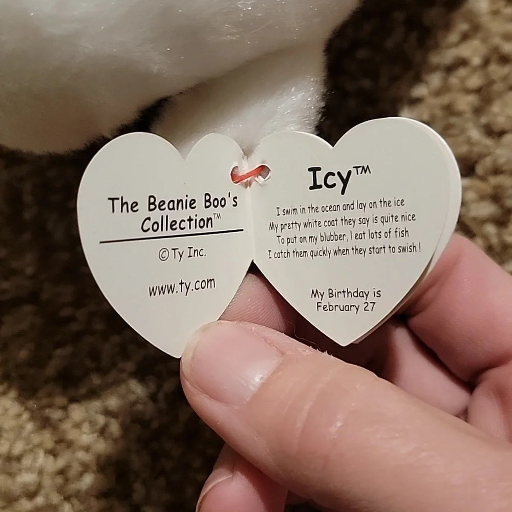 Ty ICY White Seal Beanie Boos Plush Bean Bag Stuffed Animal Toy Blue Eyes - Picture 3 of 3